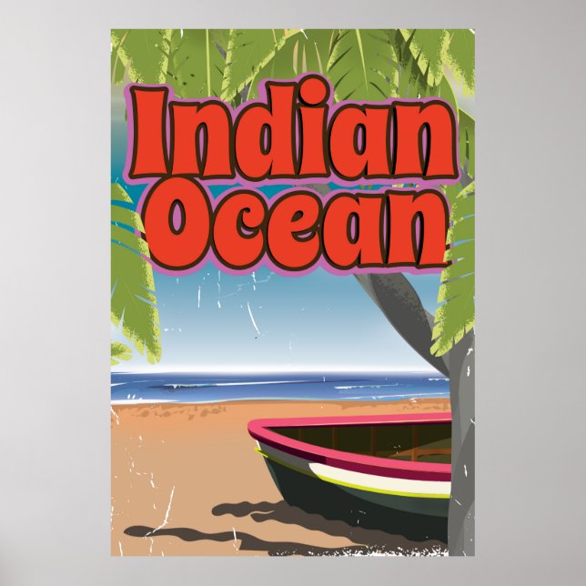 Indiska oceanen Vintage resor poster (Framsidan)