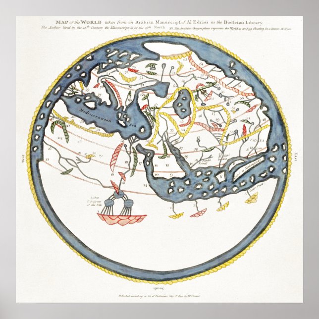 Indiska oceanens historiska karta poster (Framsidan)