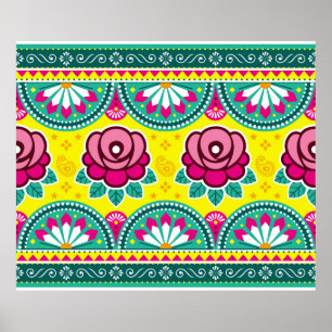 Indiska och pakistanska konst i lastbil, sömlös, l poster