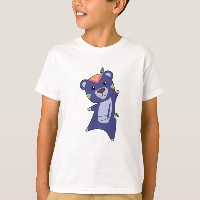 Indiska öron Bear FashTeddy Feather T Shirt (Framsida)