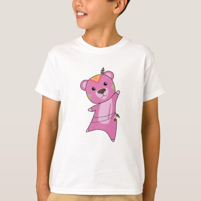 Indiska öron Bear FashTeddy Feather T Shirt (Framsida)
