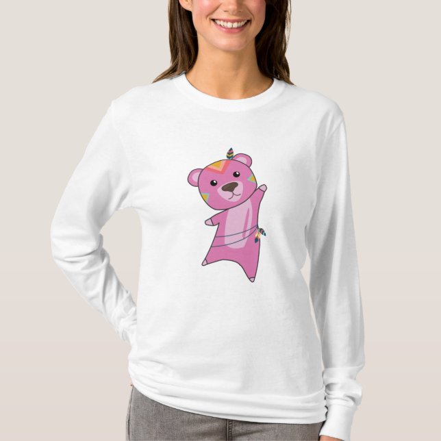 Indiska öron Bear FashTeddy Feather T Shirt (Framsida)