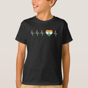 Indiska örtslag I Kärlek India Flagga Heart Land T Shirt