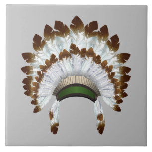 Indiska överhuvuden Feather Hat Design Kakelplatta