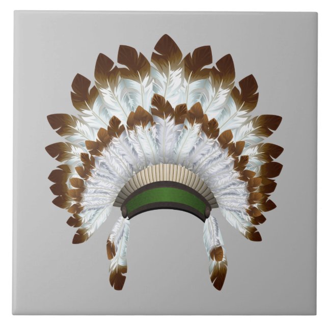 Indiska överhuvuden Feather Hat Design Kakelplatta (Framsidan)