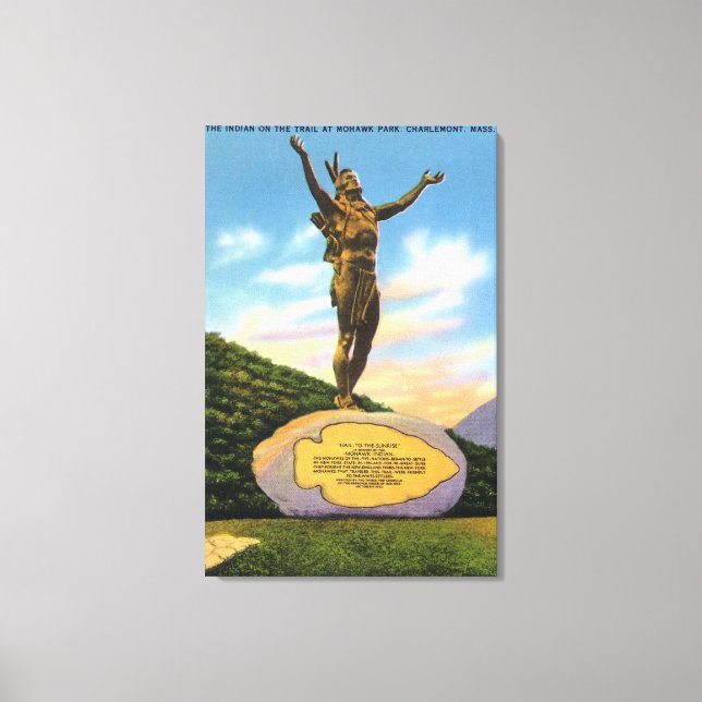 Indiska på Trail Statue på Mohawk Park View Canvastryck (Framsida)