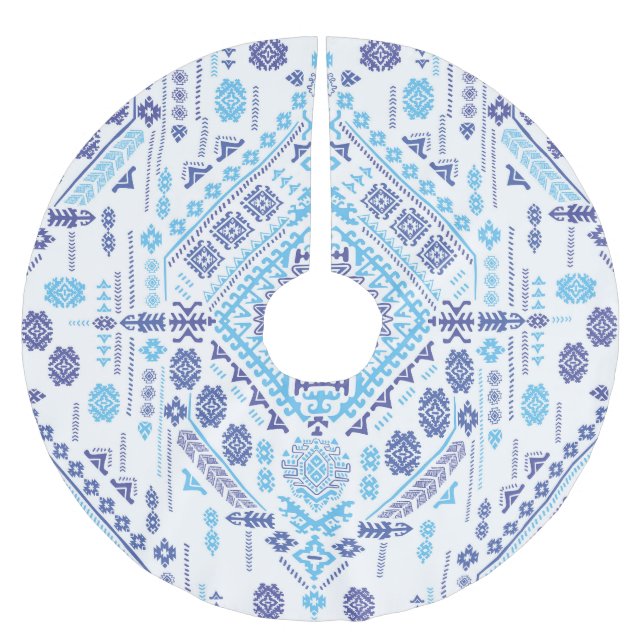 Indiska paisley matta, etnisk mandala mönster. julgransmatta borstad polyester (Framsidan)