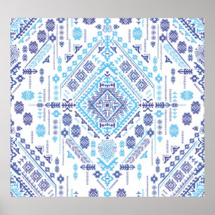 Indiska paisley matta, etnisk mandala mönster. poster