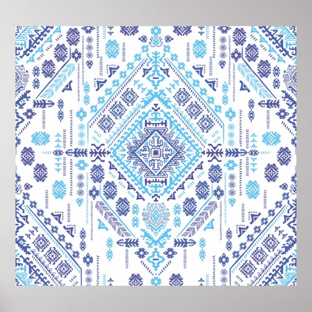 Indiska paisley matta, etnisk mandala mönster. poster (Framsidan)