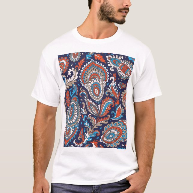 Indiska Paisley Medallion Ethnic Mönster. T Shirt (Framsida)
