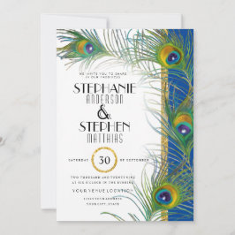 Indiska peacock Feathers Modern Guld Typografi Inbjudningar