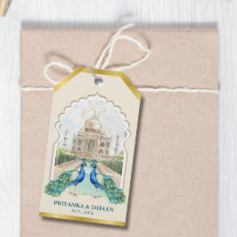 Indiska Peacock Guld Taj Mahal Aesthetic Bröllop Presentetikett