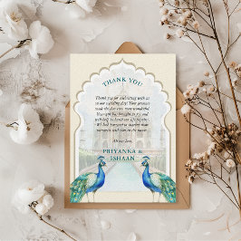Indiska Peacock Guld Taj Mahal Aesthetic Bröllop Tack Kort