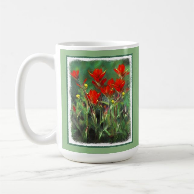 Indiska penselmålning - originalblomma kaffemugg (Vänster)