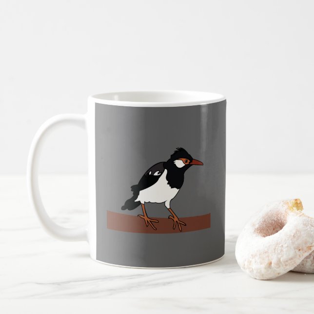 Indiska Pied Myna Bird Art Kaffemugg (Med munk)