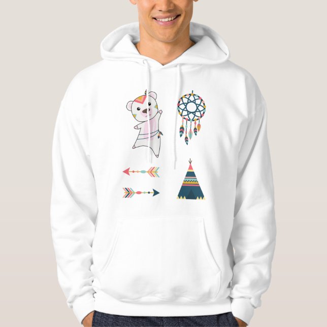 Indiska Polarna Bear Sticker Set Bear Dreamcatcher Hoodie (Framsida)
