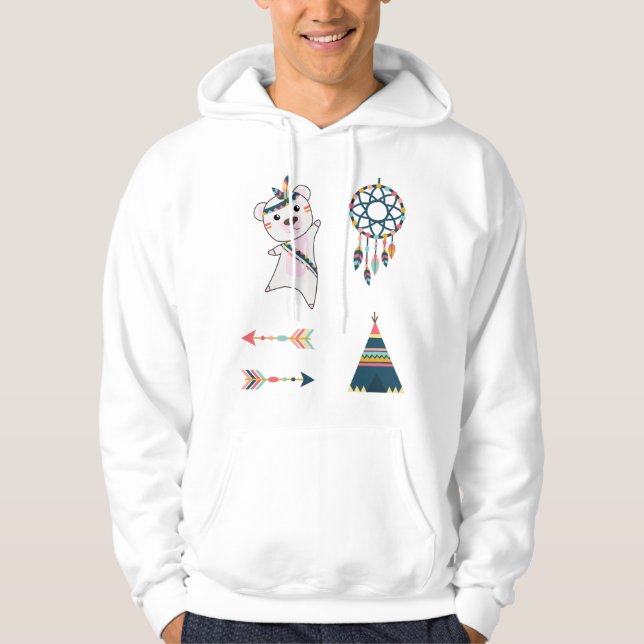 Indiska Polarna Bear Sticker Set Bear Dreamcatcher Hoodie (Framsida)