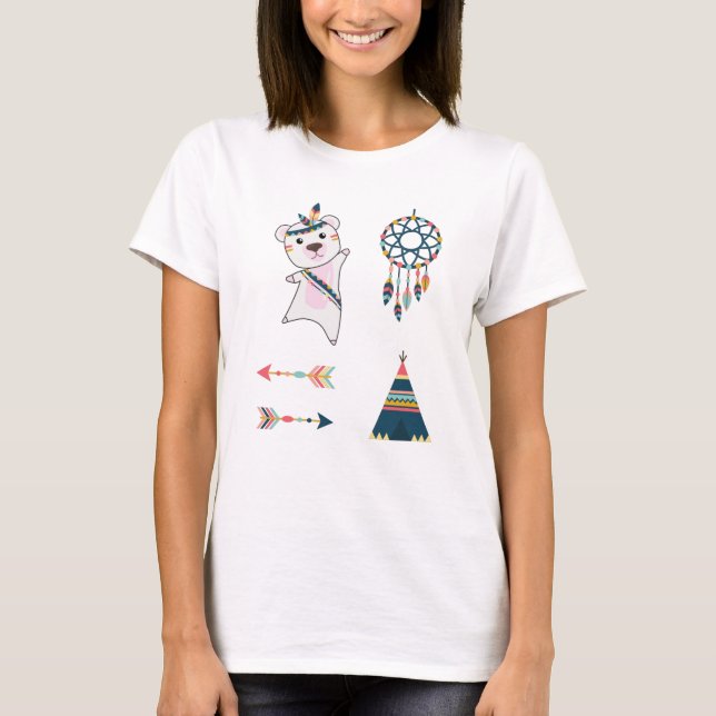 Indiska Polarna Bear Sticker Set Bear Dreamcatcher T Shirt (Framsida)