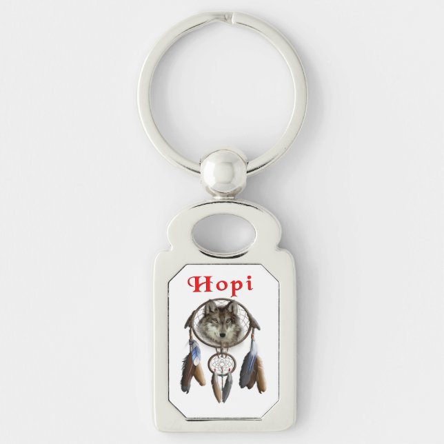 indiska rektangulärt silverfärgad nyckelring (Framsidan)