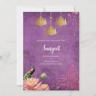 Indiska Sangeet-inbjudningar & Påfågelbröllopskort Inbjudningar