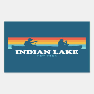 Indiska Sjö New York Canoe Rektangulärt Klistermärke