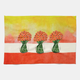 Indiska sommar-italienska Ranunculus Watercolor Kökshandduk