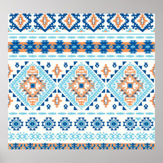 Indiska stammen Matta Ornament Mönster Poster