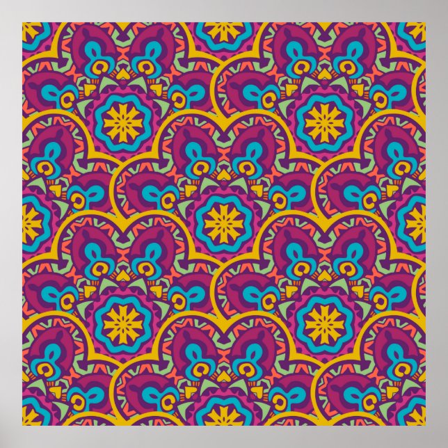 Indiska stamstammar, sömlösa mandalas repetera des poster (Framsidan)