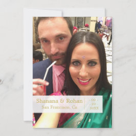 Indiska Stil Grönt Photo Bröllop spara datum Meddelande