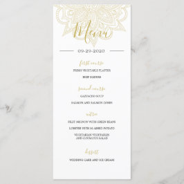 Indiska Stil Red Guld Färgad Chic Bröllop Menu Meny
