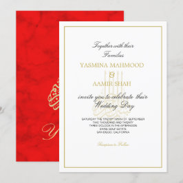 Indiska Stil Red Guld Islamiska Bismillah Bröllop Inbjudningar