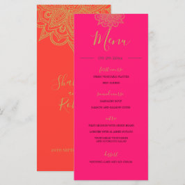 Indiska Stil Rosa Orange Guld Färg Chic Bröllop Meny