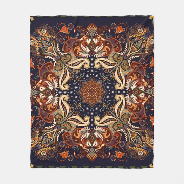 Indiska symmetriska tecken: Vintage Etniskt prydna Fleecefilt (Framsidan)