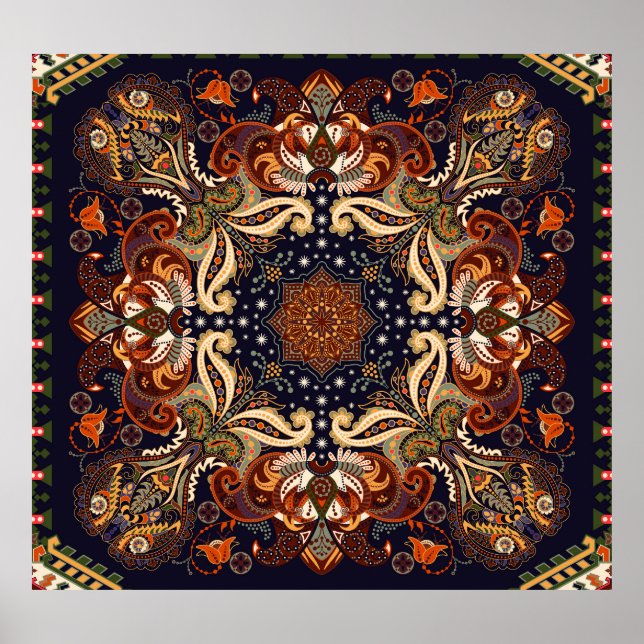 Indiska symmetriska tecken: Vintage Etniskt prydna Poster (Framsidan)