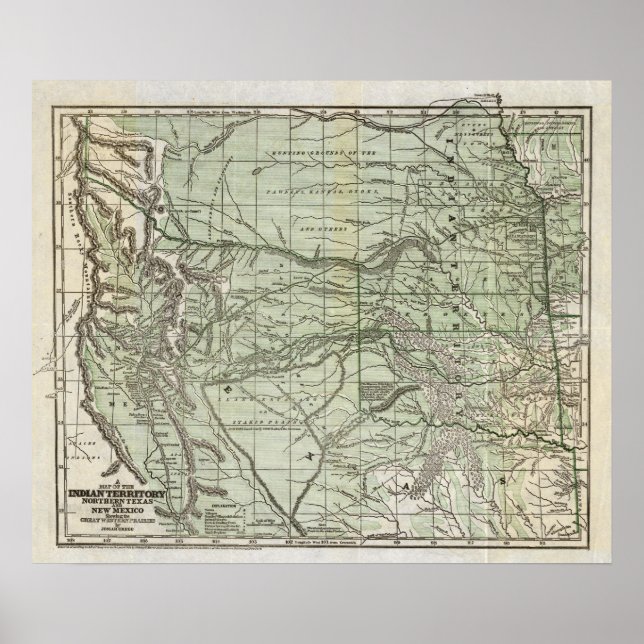 Indiska territoriet, norra Texas och New mexico Poster (Framsidan)
