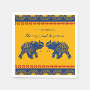 Indiska Theckes Elephants i Royal Blue Bröllop Pappersservett