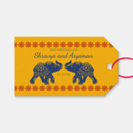 Indiska Theckes Elephants i Royal Blue Bröllop Presentetikett