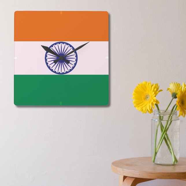 Indiska tricolor Tiranga Fyrkantig Klocka (Skapare uppladdad)