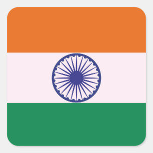 Indiska tricolor Tiranga Fyrkantigt Klistermärke