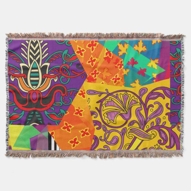 Indiska turkiska Festive Patchwork Mandala Filt (Framsidan)