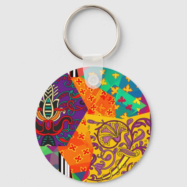 Indiska turkiska Festive Patchwork Mandala Nyckelring (Framsida)