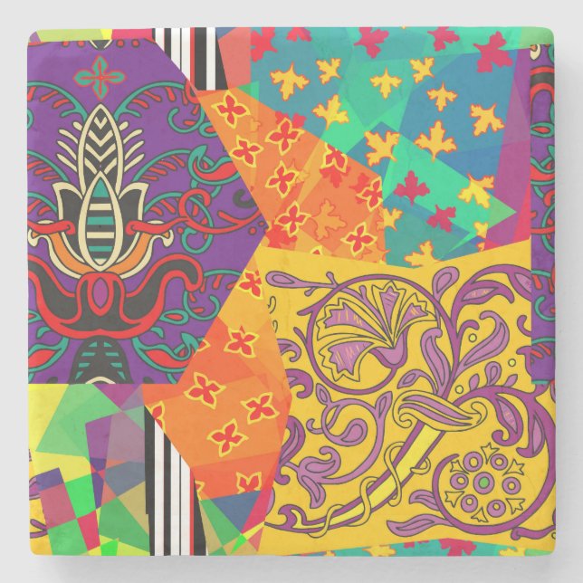 Indiska turkiska Festive Patchwork Mandala Stenunderlägg (Framsidan)