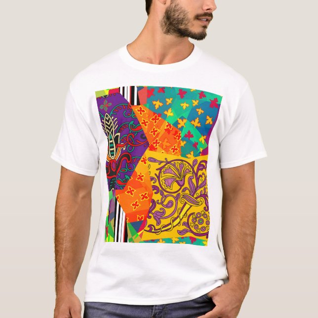 Indiska turkiska Festive Patchwork Mandala T Shirt (Framsida)