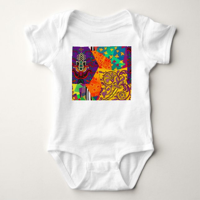 Indiska turkiska Festive Patchwork Mandala T Shirt (Framsida)