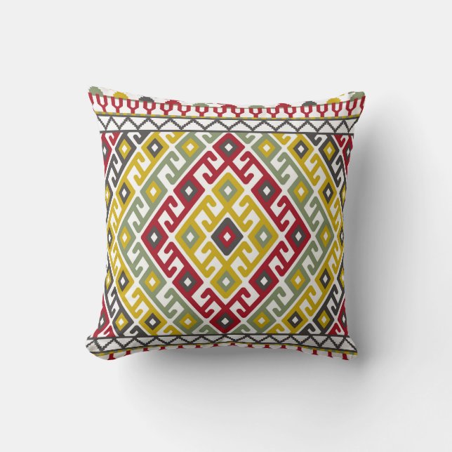 Indiska turkiska geometriska uppgifter: Vintagens  Kudde (Framsida)