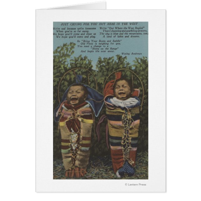 Indiska Twillingar i Paposes och "Gråter bara �" Hälsningskort (Framsidan)