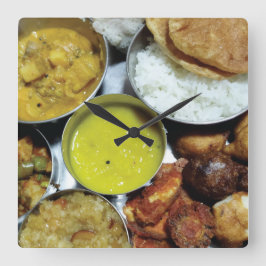 Indiska vegetabiliska livsmedel fyrkantig klocka