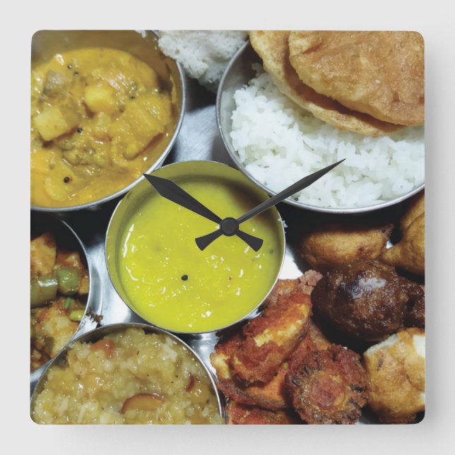 Indiska vegetabiliska livsmedel fyrkantig klocka (Framsida)