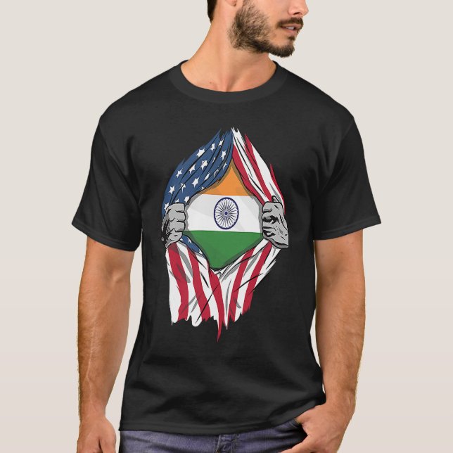 Indiskt blod Inside Me India Flagga T Shirt (Framsida)