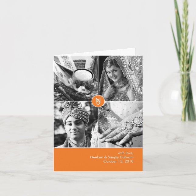 Indiskt bröllop 4 Foto tackkort (Framsida)